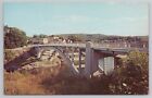 View Of Narrowsburg NY And Interstate Bridge Over Delaware River Vtg Postcard