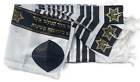 set Kosher Tallit+yarmulka Talis  Prayer Shawl acrylic 24X72" black&gold israel