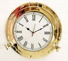17" Antique Marine Solid Brass Ship Porthole Analog Clock Nautical Wall Clock