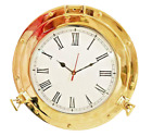 Ship Porthole Clock Marine Brass Nautical Wall Clock Home Antique 10" Vintage