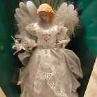 Kurt Adler Fiber Optic LED Angel Christmas Figurine, 12-Inch, White and Silver