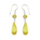 Sterling Silver Dangle Drop Earrings with CZ Citrine Yellow #65174