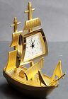 Vintage Miniature Sailboat Brass Clock 3"
