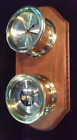 Bell Clock Co Clock and Barometer Compensated Brass On Wood Base Vintage