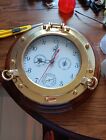 Bey Berk International Clock Nautical Porthole Brass & Wood ,Made USA. Works A+