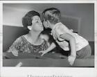 1956 Press Photo Young Mike Sibole kissing his mother - lra23048