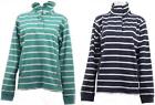 Hazy Blue Womens Ladies Jess II Three Button Stripe Sweatshirt Full Sleeve