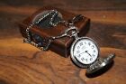 Antique Brass Pocket Watch Chain Maritime With Wooden Box Collectible Gift Item