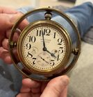 Antique Original Waltham Ship's Chronometer 8 Day Maritime Clock in mahogany box