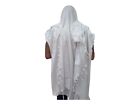 Acrylic Tallit For Men Prayer Shawl Kosher in Silver white Stripes Bar mitzvah