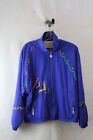 Kaelin Women's Royal Blue/Red Tribal Embroidered Trim Retro Bomber Jacket sz M