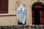 Tallit Prayer Shawl Talit For Men Acrylic Kosher in Silver Blue Bar mitzvah