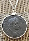 Authentic Ancient Roman Large Bronze Coin Emperor Macrinus Silver Necklace