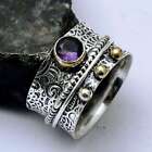 Amethyst Two Tone Spinner Gemstone Handmade Ring Jewelry US Size-10.25 AR 14969