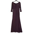 La Femme Womens size 6 dress purple 29223 jersey 3/4 sleeve maxi