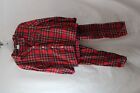 Columbia Women's Red/Navy Plaid Flannel 2PC Button Up Pant Pajama Set sz M