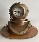 Vintage Brass Divers Helmet  Clock Clock Needs Restoration