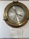 Vintage Bell Clock Company ~ Nautical Ship's Porthole Brass & Oak Wall Clock