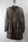 Free People Women's Brown/Maroon Sheer Floral LS Lined Dress SZ S