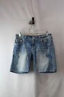 Miss Me Women's Blue Denim Distressed Mid-Thigh Bedazzled Mom Shorts SZ 28