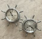 2 Chrome Time & Tide Inc Tide Clock Ship's Clock AS IS NOT WORKING Germany/Swiss
