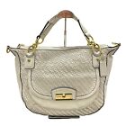 Coach Kristin Woven Cream Leather Satchel Purse Bag Gold Tone Hardware F23048