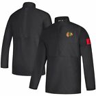 ADIDAS NHL HOCKEY GAME MODE 1/2 ZIP PULLOVER JACKET CHICAGO BLACKHAWKS BLACK