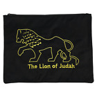 Black Velvet Tallit Bag with Gold Lion of Judah embroidered Israel Holy Land