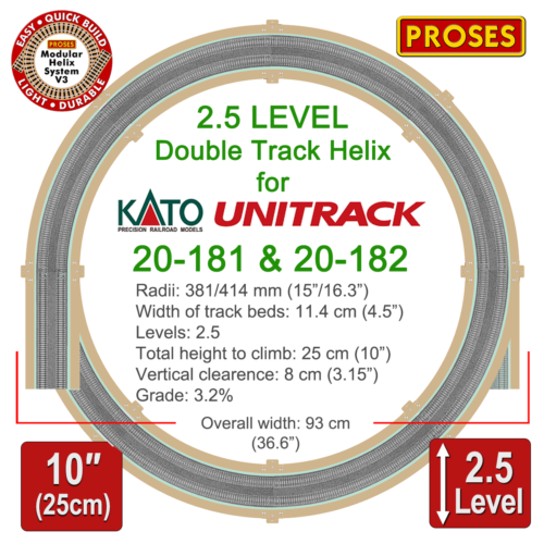 2.5 Level N Helix for KATO 20-181 Double Track  Width: 93cm/36" Height: 25cm/10" - 第 1/9 張圖片