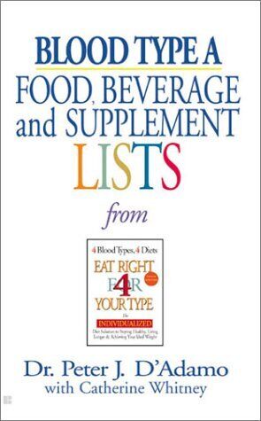 Blood Type A "Food, Beverage and Supplement Lists - Picture 1 of 1