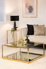Gold And Glass Brass Square Coffee Table