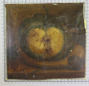 Ancienne Peinture Nature Morte Citrouille Sul Table Croquis Esquisse BM53.6F