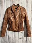 Bod And Christensen Women’s Quilted Cognac Leather Jacket Size XS Free Shipping