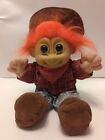 Vintage Russ Berries & Co Troll Plush 12" 1990s Cowboy Western Orange Hair