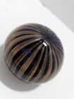 Vintage Murano Art Glass Paperweight Blue and Gold Swirl Inside Rare