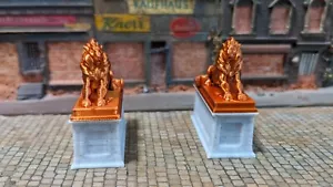 1/87 Double Entrance Pedal LION (2x) Memorial Memorial Bronze Statues H0H 1:87 - Picture 1 of 5