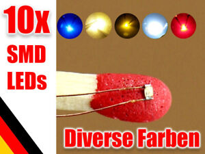 10X SMD LED 0402 warmweiß weiß blau rot gelb Verdrahtet LED für Modelleisenbahn