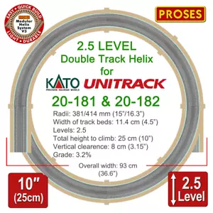 2.5 Level N Helix for KATO 20-181 Double Track  Width: 93cm/36" Height: 25cm/10" - Picture 1 of 9