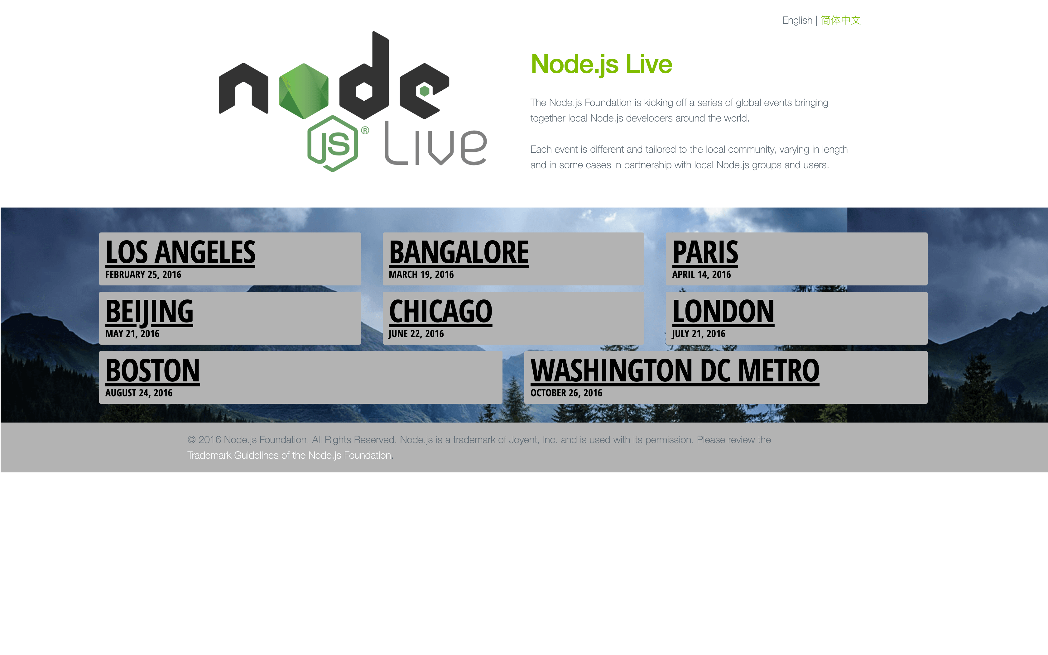 The Node.js Foundation - Kicking off a series of global events bringing together local Node.js developers around the world.