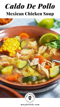 This EASY Caldo De Pollo recipe is a comforting and authentic Mexican chicken soup. It's loaded with vegetables making it the perfect healthy meal.