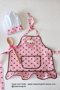 Kit Avental Infantil Menina Cupcake com Chapéu de Cozinheiro - Casa com Grife