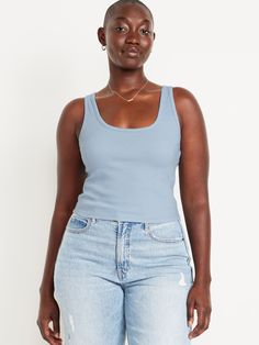 scoop neck wide straps fitted hits at waist models are approx.  5'9" and wear sizes s (4), l (12), and xl (18)machine wash according to the care instruction label Crop Tank Top, Petite Size, Wide Straps, Cropped Tank Top, Crop Tank, Toddler Boys, Old Navy, Scoop Neck, Tank Top