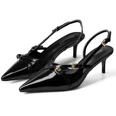 PRICES MAY VARY. 2-1/2" Kitten Heels: Experience elegance with our 2.36 inch low heels, designed to provide just the right lift for all-day comfort Black Heels: Stand out in our stunning black pumps. The vibrant color adds a bold touch to any outfit Slingback Heels: Enjoy breathable comfort with backless slingback pumps. The chic design elastic band ensures a secure fit, ideal for long days and stylish nights Pointed Toe Heels: Enhance your silhouette with our black pointy toe pumps. The sleek d Low Heels Black, 2 Inches Heels, Kitten Slingback Heels, Luxury Kitten Heels, Black Pointy Heels Outfit, Kittens Heels, Pointy Shoes Heels, Heels Casual, Long Dress Shoes