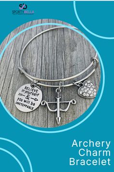 Looking for that perfect blend of style and sentiment for a love of archery? Look no further! This Archery Charm Bracelet is a treasure trove of intricate details that honor the sport. Priced at just $17.99, this charming accessory is proof that great style doesn't have to come with a hefty price tag.#basketballgift #soccergift. #volleyballgift #softballgift #sportybella #personalizedgifts #personalizedjewelry #customizedgift #ilovemysport #sportslove #usasports #sportslife #smallbusiness Adjustable Metal Charm Bracelet For Valentine's Day, Adjustable Alloy Jewelry For Valentine's Day, Adjustable Alloy Jewelry For Gifts, Adjustable Metal Charm Bracelet For Best Friend, Adjustable Nickel-free Charm Bracelet For Valentine's Day, Valentine's Day Adjustable Nickel-free Charm Bracelet, Metal Bracelet For Best Friend Gift, Adjustable Stainless Steel Charm Bracelet For Best Friend, Nickel-free Bracelet For Best Friend Gift