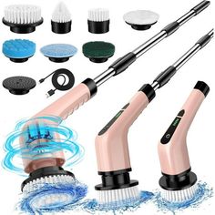 several different types of hair brushes and brush attachments