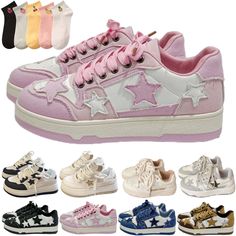 PRICES MAY VARY. 【Starry Sky Charms Inspired by Y2K Style】Star shoes walking sneakers, each charm is decorated with gorgeous starry sky elements, full of fun and fashion, no matter how you match it with casual clothes, it can show unique charm. 【Breathable Lining】Y2K Aesthetic cute big toe, carefully designed to promote air circulation, helps air circulation, ensures that your feet are dry and comfortable during exercise, making you more interested in exercise and relaxed. 【Solid Protection】Star Cute Trending Shoes, Big Star Shoes, Cute Fall Sneakers, Cute Sneakers Aesthetic, Y2k Shoes Aesthetic, Stuff To Get On Amazon, Y2k Stores, Women’s Shoes, Kawaii Shoes Sneakers