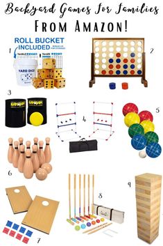 the ultimate back yard games for families from amazon, including wooden toys and games to play with