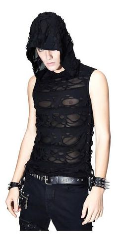 Reznor Shirt Masc Goth, Mesh Outfits, Summer Punk, Alternative Fashion Outfits, Styl Grunge, Punk Top, Gothic Stuff, Punk Men, Gothic Men