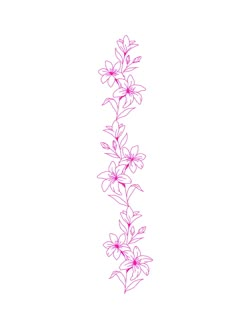 a line drawing of flowers on a white background with pink lines in the bottom right corner