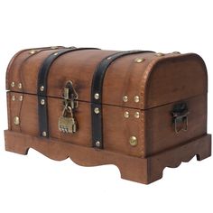 an old fashioned wooden chest with two locks